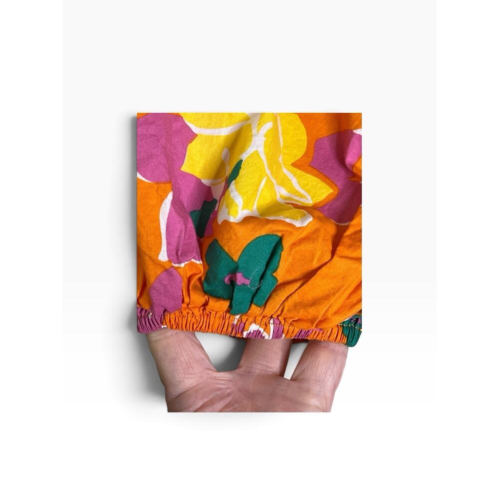Altar'd State Minister Dress M Puff Sleeve Orange Floral Tropical Boho Pockets - Picture 7 of 16